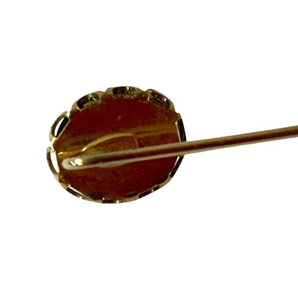 Statement Pendant Pewter Color Faceted Acrylic Copper Color Oval 2" x 1.25" - Picture 4 of 6